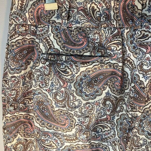 Talbots The Perfect Crop Beige Multi Paisley Cotton Stretch Pants, 6 - Picture 6 of 10